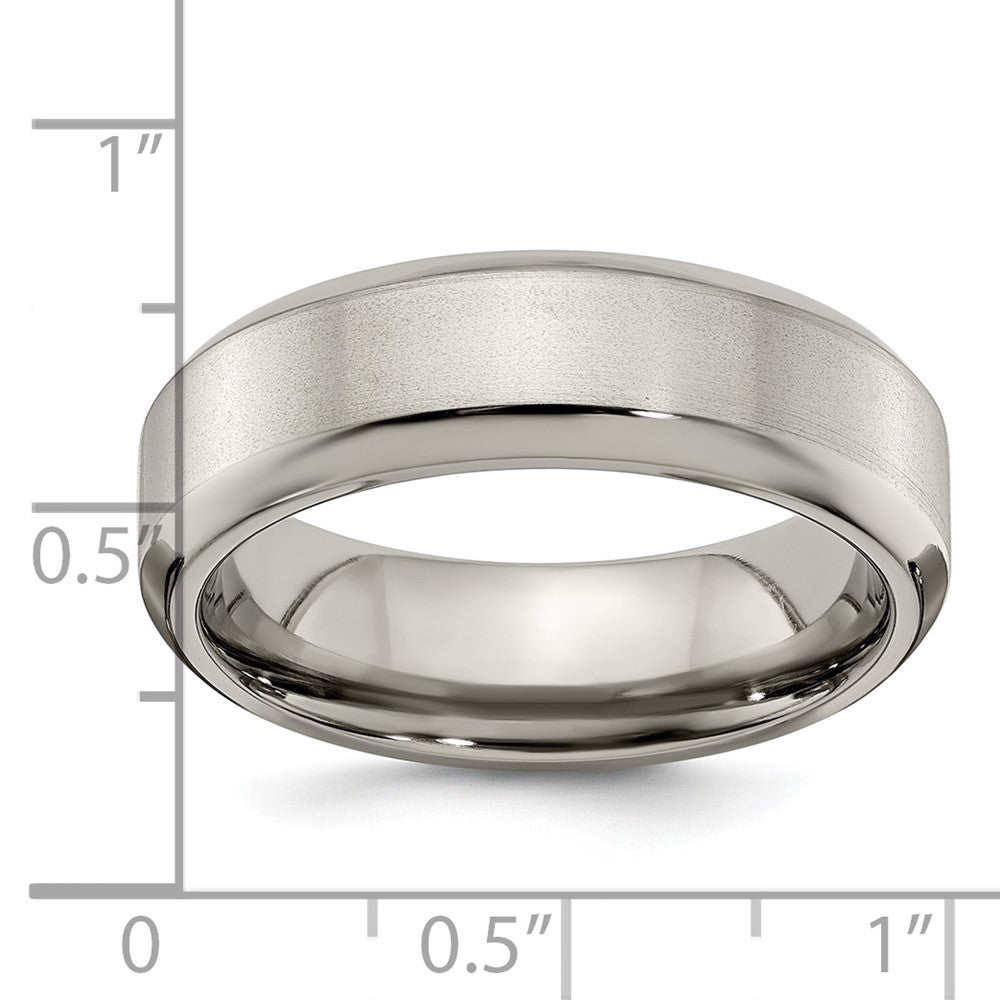 Edward Mirell Titanium Brushed/Polished Beveled Edge 7mm Band Size 7.5