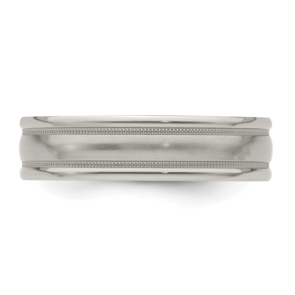 Edward Mirell Titanium Brushed/Polished Tri Dome Milgrain 6mm Band Size 7.5