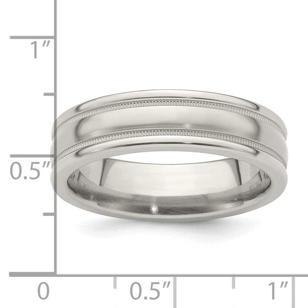 Edward Mirell Titanium Brushed/Polished Tri Dome Milgrain 6mm Band Size 7.5