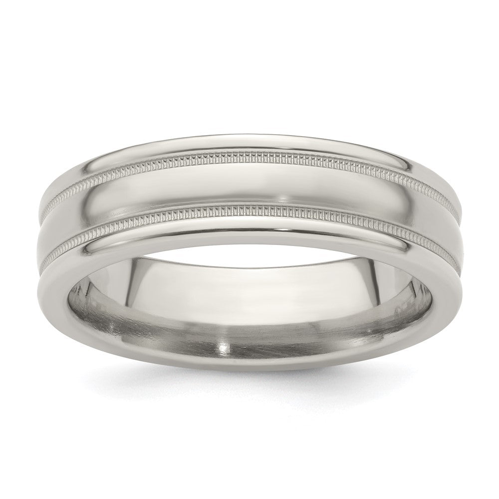 Edward Mirell Titanium Brushed/Polished Tri Dome Milgrain 6mm Band Size 7.5