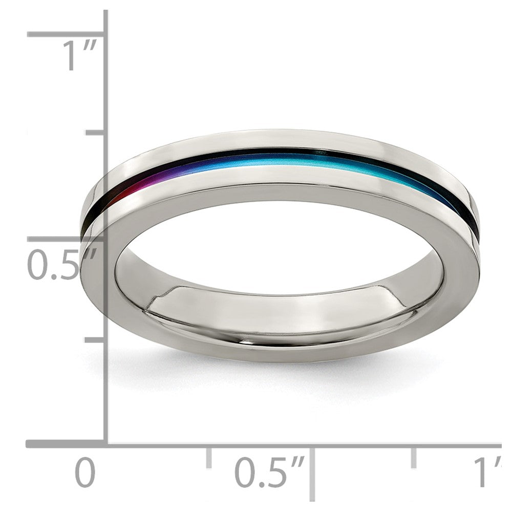 Edward Mirell Gray Titanium Rainbow Anodized Grooved Flat 4mm Band