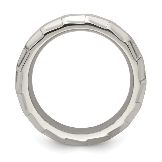 Edward Mirell Titanium Faceted Edge Brushed/Polished 8mm Concave Band Size 9.5