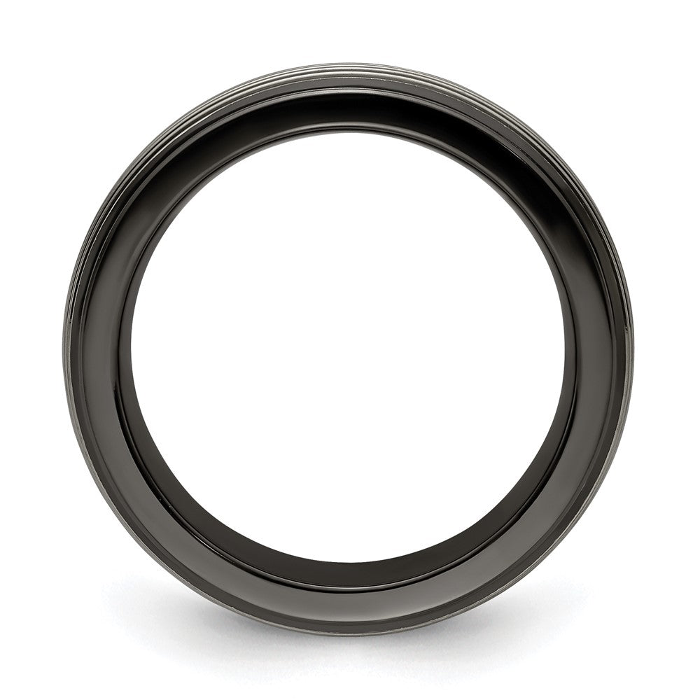 Edward Mirell Black Ti and Titanium Polished Grooved Step Edge 9mm Band