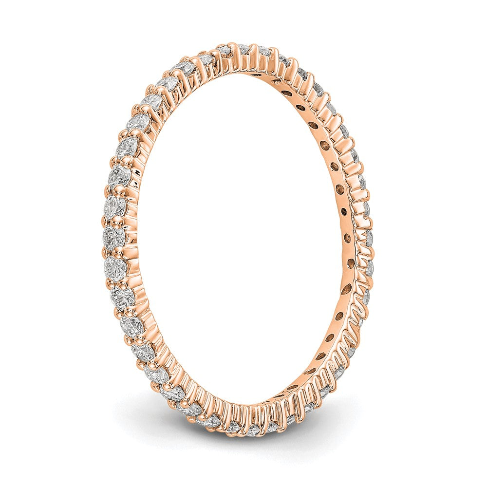 14k Rose Gold Polished Size 7.5 Shared Prong 1/2 carat Diamond Complete Eternity Band