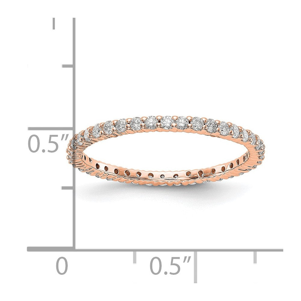 14k Rose Gold Polished Size 7.5 Shared Prong 1/2 carat Diamond Complete Eternity Band