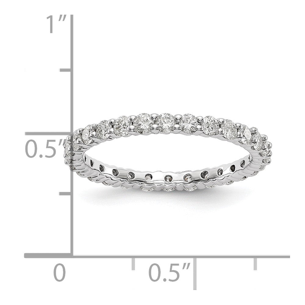 14k White Gold Polished Size 7.5 Shared Prong 1 carat Diamond Complete Eternity Band