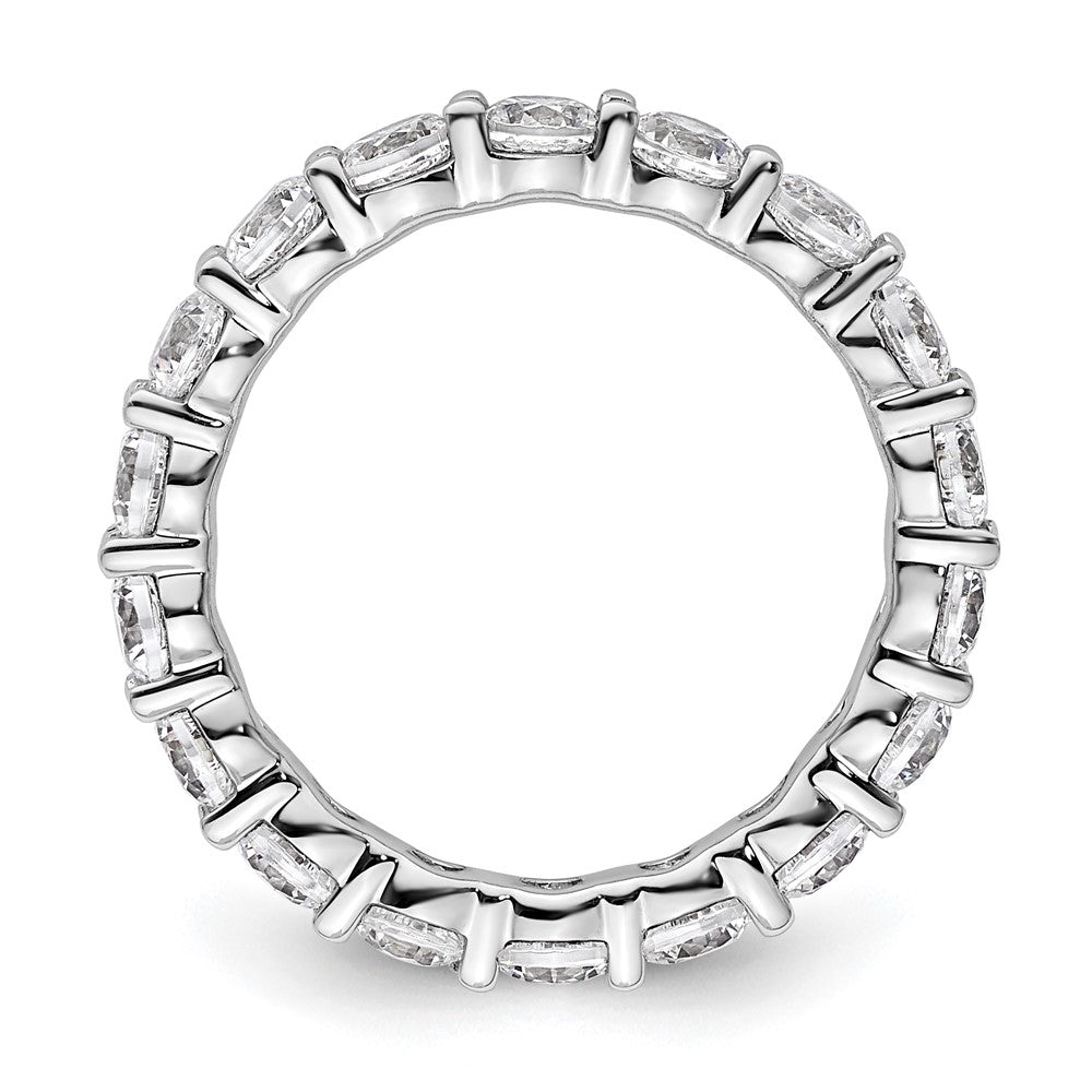 14k White Gold Polished Size 4.5 Shared Prong 2 carat Diamond Complete Eternity Band