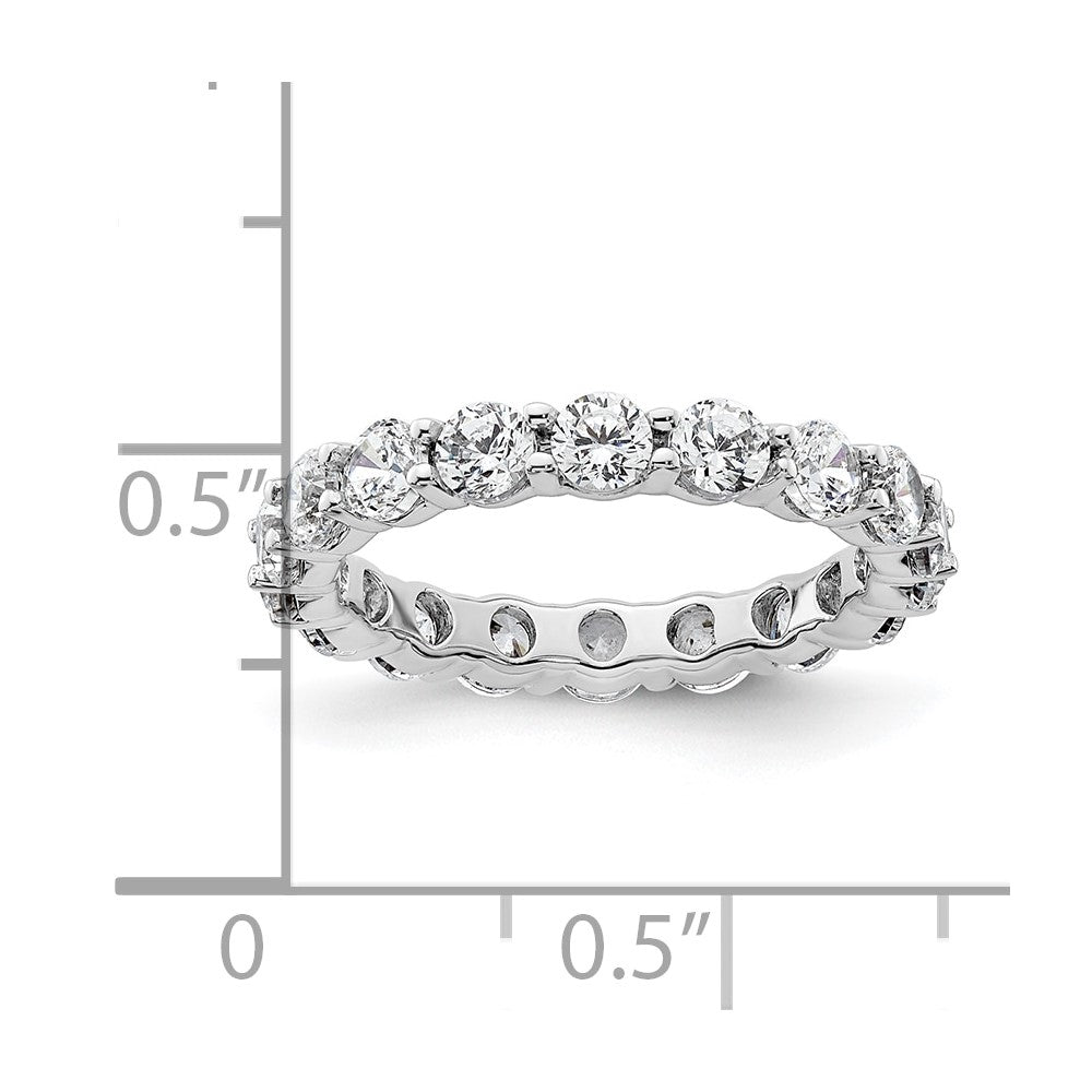 14k White Gold Polished Size 4.5 Shared Prong 2 carat Diamond Complete Eternity Band