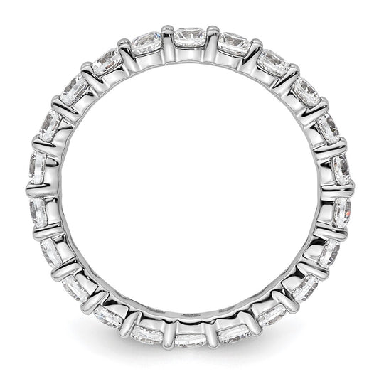 14k White Gold Polished Size 8.5 Shared Prong 2 carat Diamond Complete Eternity Band