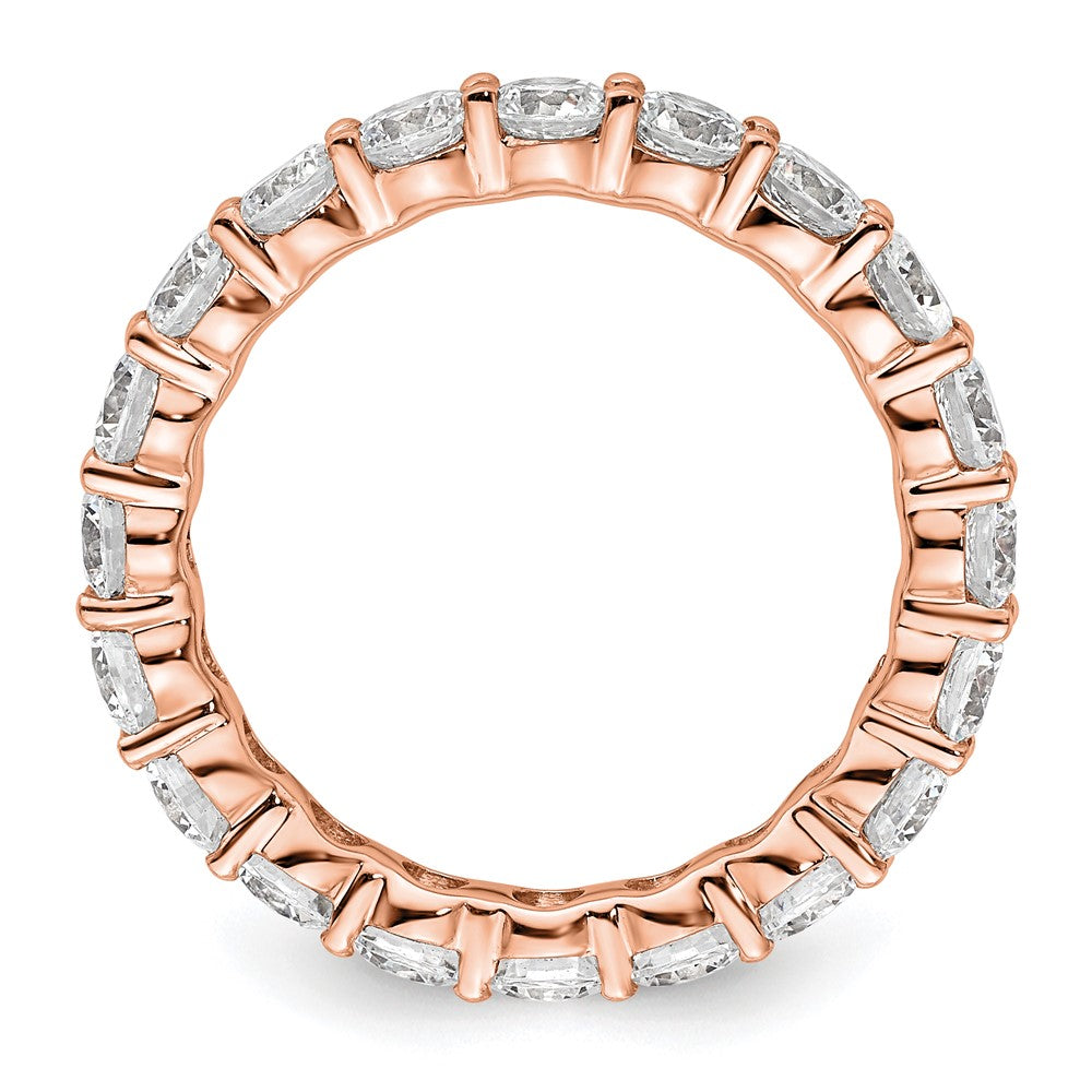 14k Rose Gold Polished Size 8 Shared Prong 3 carat Diamond Complete Eternity Band