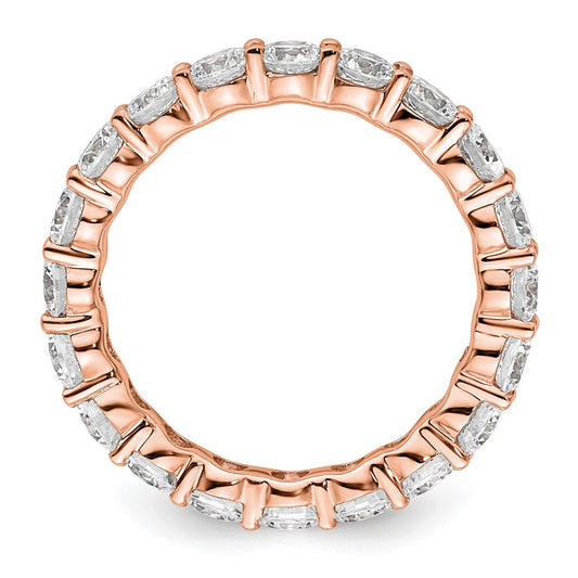 14k Rose Gold Polished Size 8 Shared Prong 3 carat Diamond Complete Eternity Band