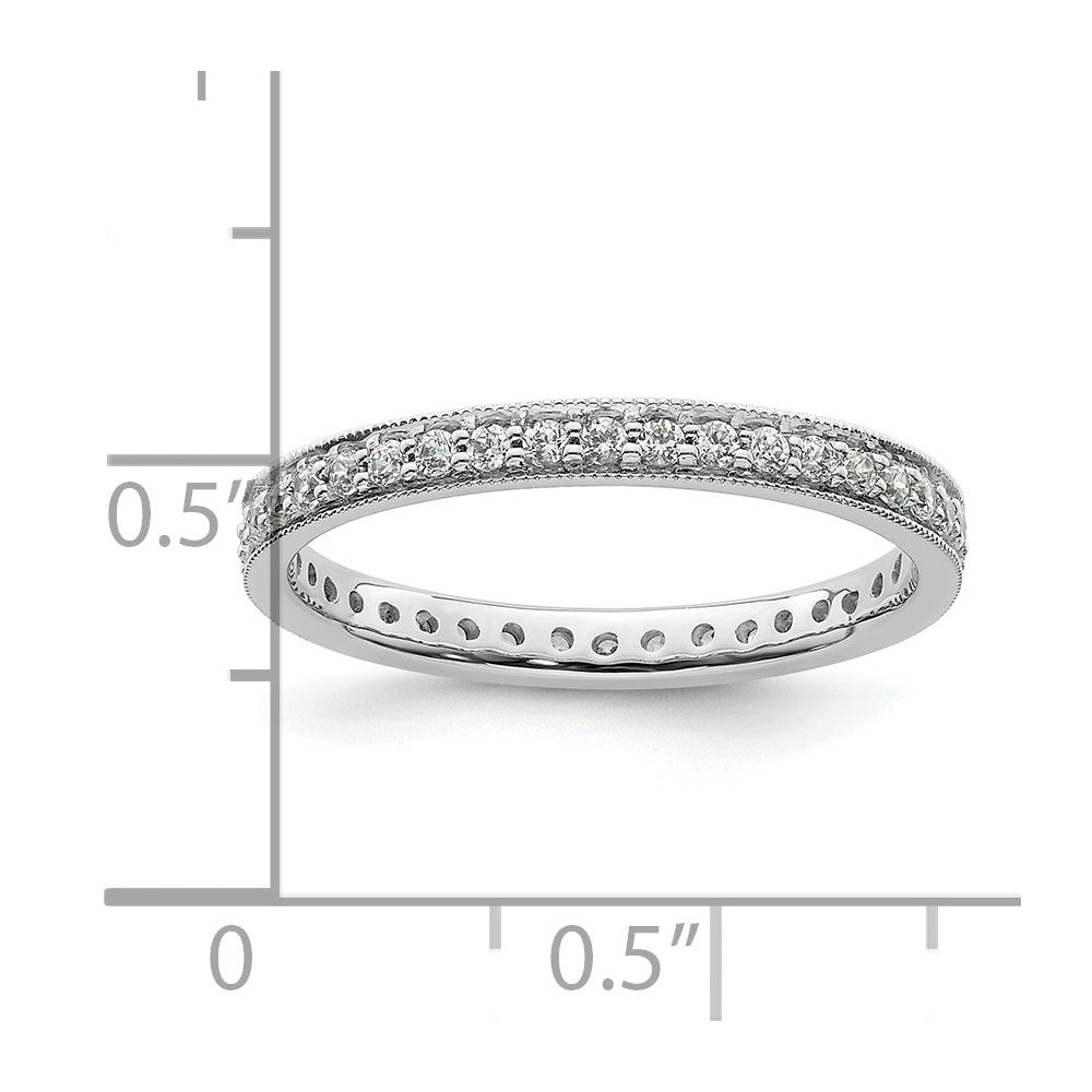 14k White Gold Polished Size 8 Vintage 1/2 carat Diamond Complete Eternity Band