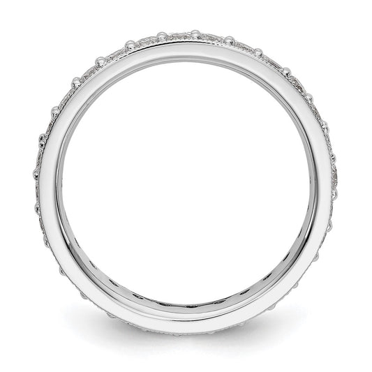 14k White Gold Polished Size 7 Vintage 1 carat Diamond Complete Eternity Band