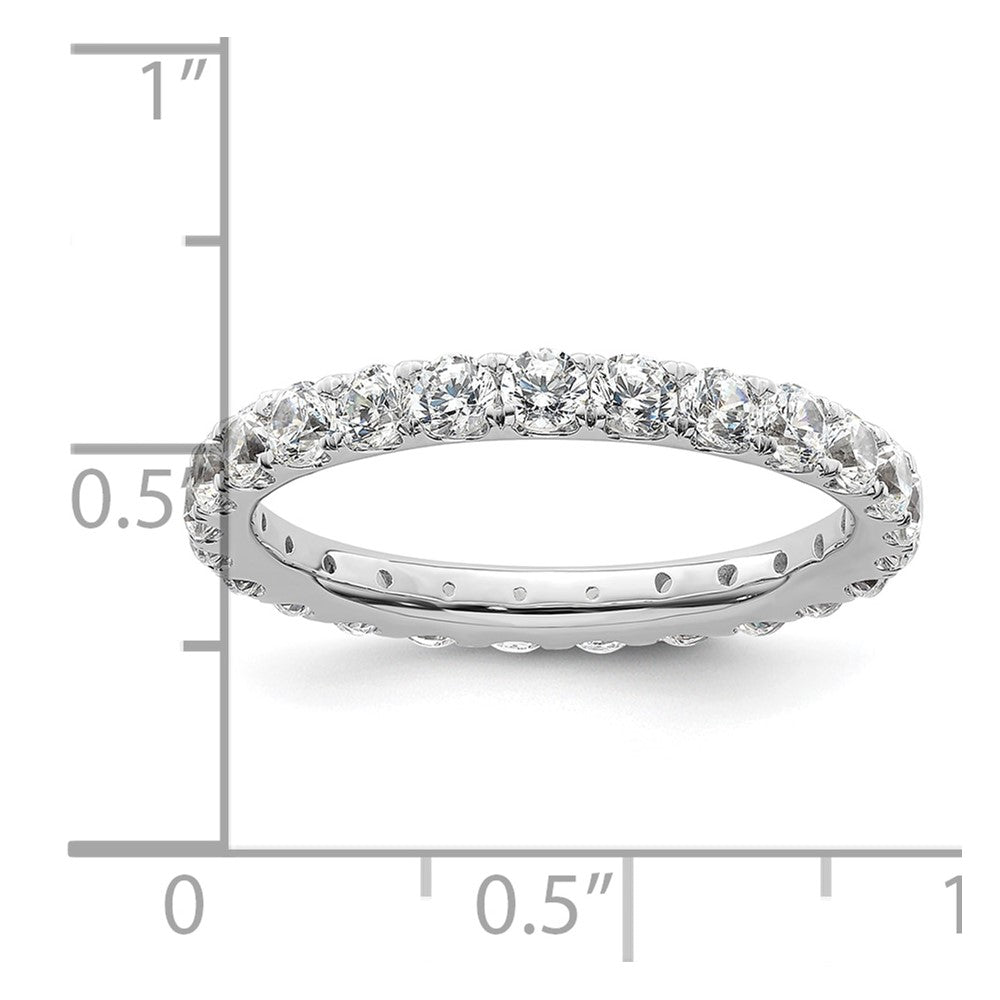 14k White Gold Polished Size 9 U-Shared Prong 2 carat Diamond Complete Eternity Band