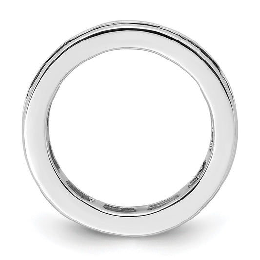 14k White Gold Polished Size 4 Channel-set 2 carat Princess Diamond Complete Eternity Band