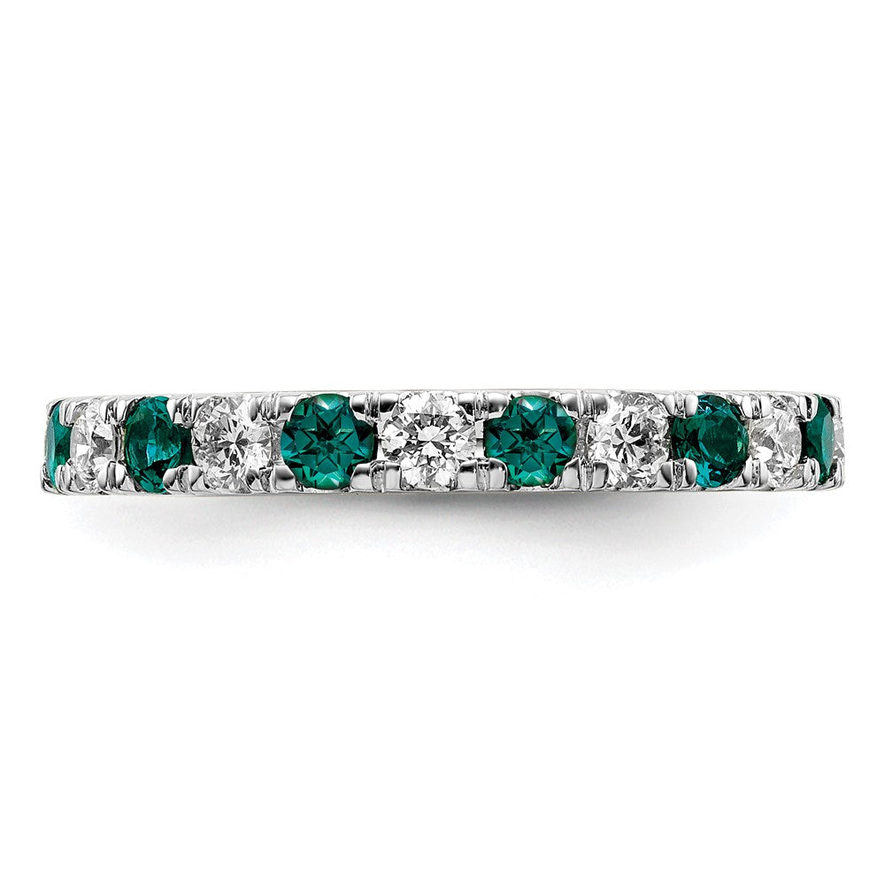 14k White Gold 3/4 carat Lab Grown Diamond VS/SI+ G+ and Lab Created Alexandrite Size 7 Eternity Band