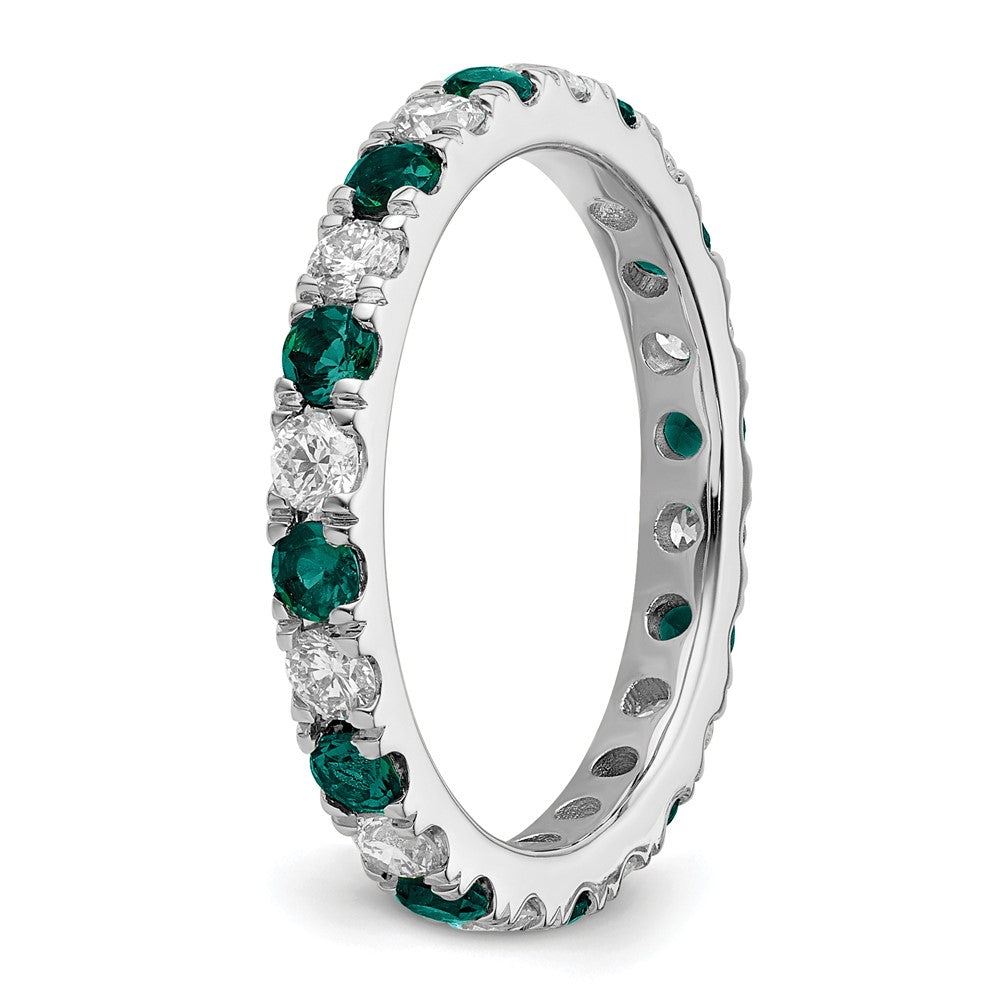 14k White Gold 3/4 carat Lab Grown Diamond VS/SI+ G+ and Lab Created Alexandrite Size 7 Eternity Band