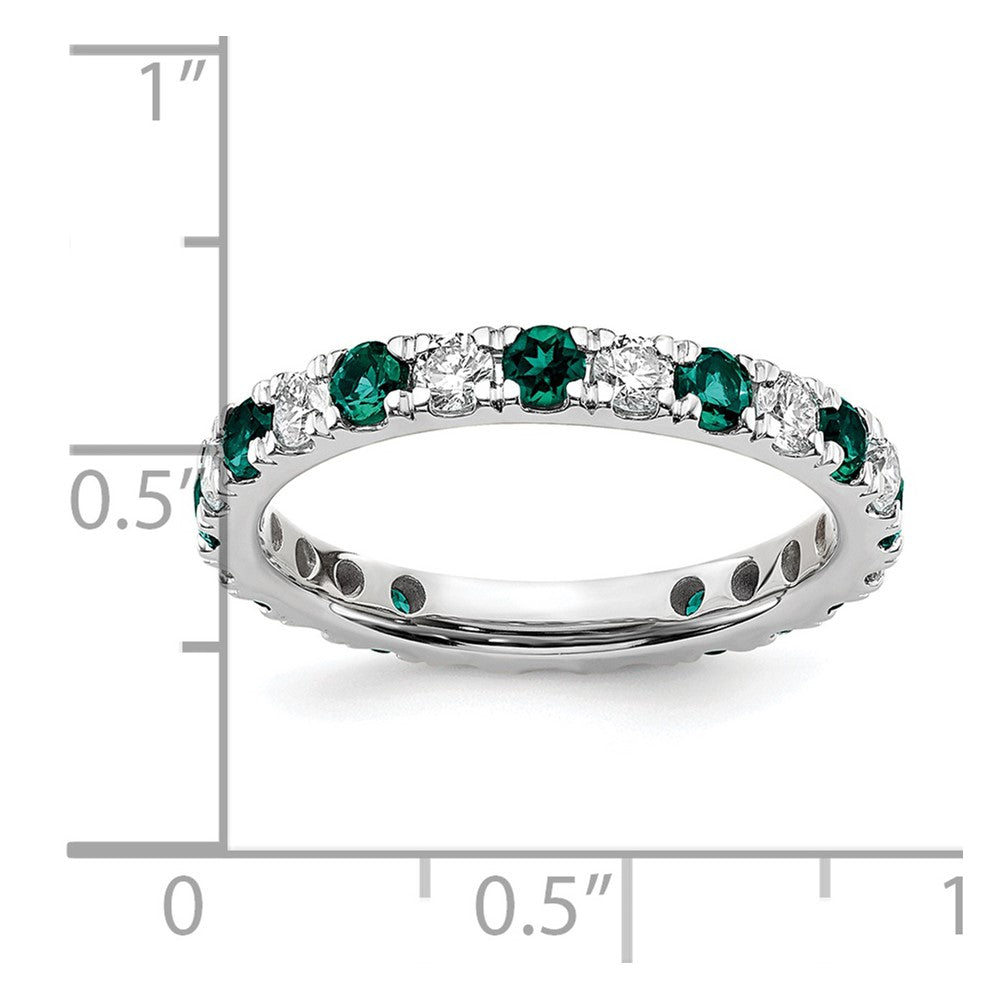 14k White Gold 7/8 carat Lab Grown Diamond VS/SI+ G+ and Lab Created Alexandrite Size 9 Eternity Band