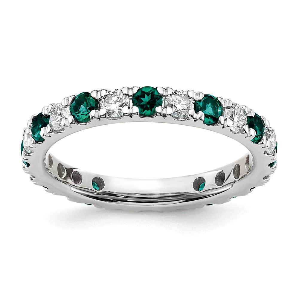 14k White Gold 3/4 carat Lab Grown Diamond VS/SI+ G+ and Lab Created Alexandrite Size 7 Eternity Band