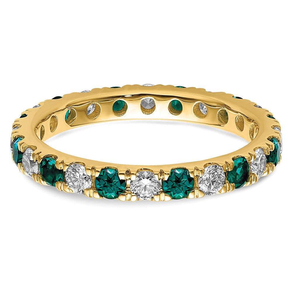 14k 3/4 carat Lab Grown Diamond VS/SI+ G+ and Lab Created Alexandrite Size 6 Eternity Band