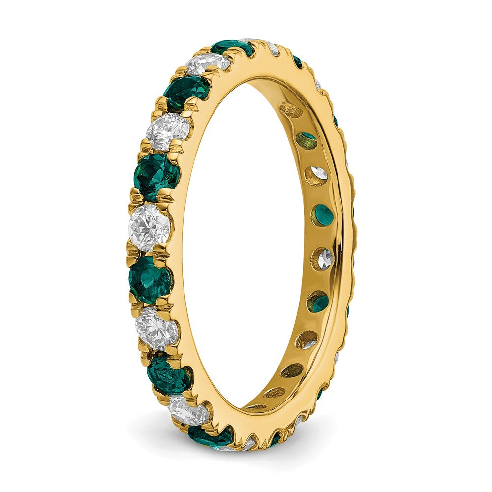 14k 3/4 carat Lab Grown Diamond VS/SI+ G+ and Lab Created Alexandrite Size 6 Eternity Band