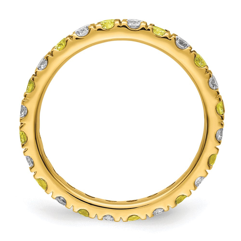 14k 7/8 carat Lab Grown Diamond VS/SI+ G+ and Lab Created Yellow Sapphire Size 9 Eternity Band