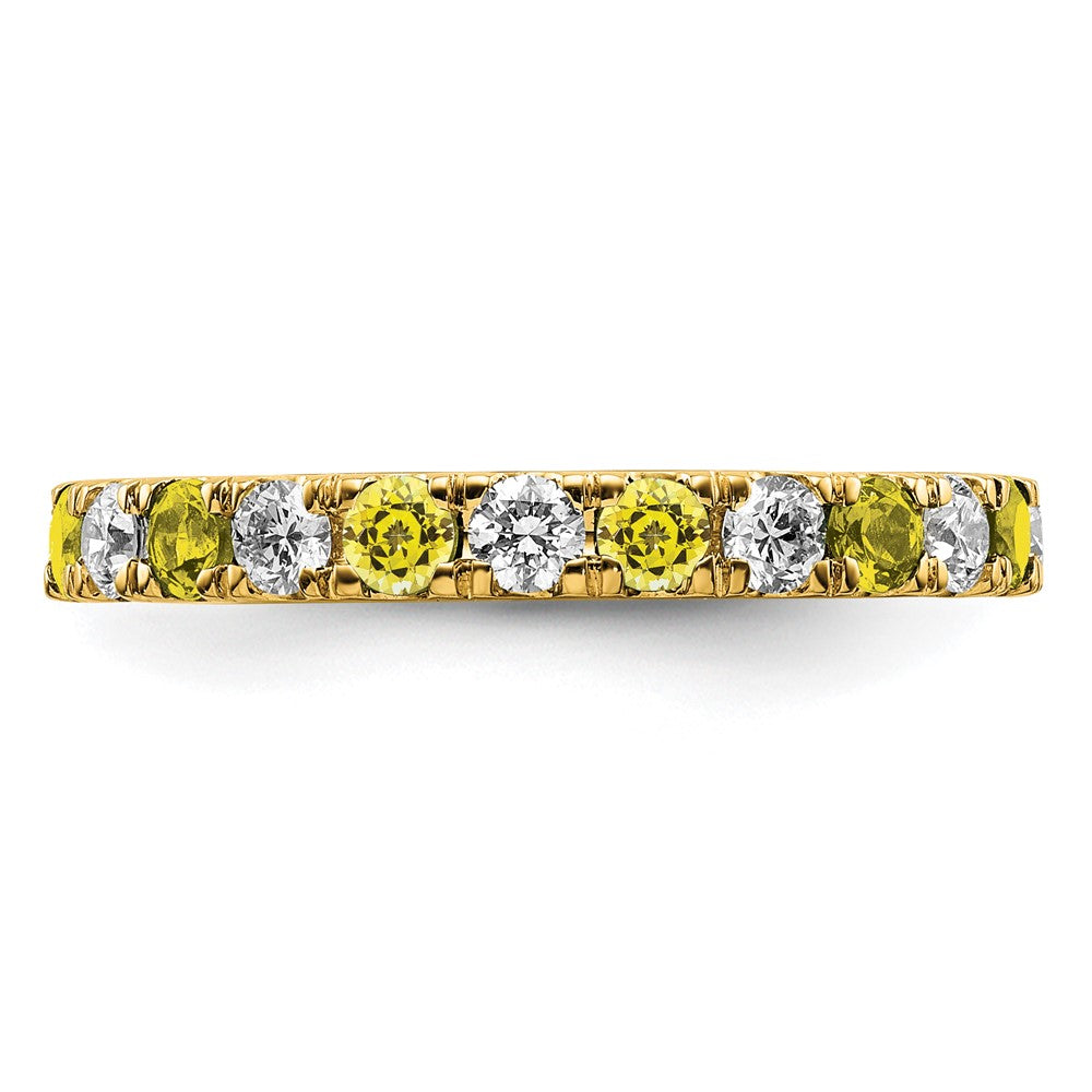 14k 7/8 carat Lab Grown Diamond VS/SI+ G+ and Lab Created Yellow Sapphire Size 9 Eternity Band