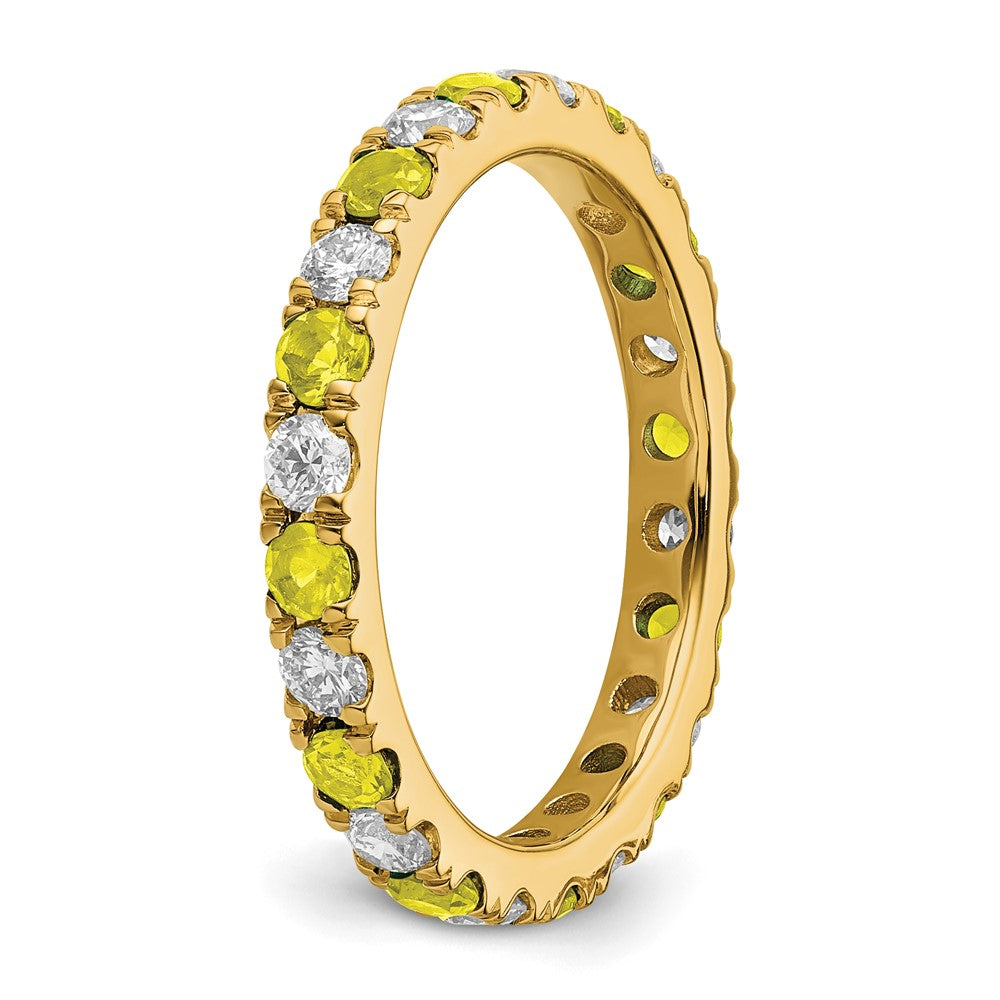 14k 7/8 carat Lab Grown Diamond VS/SI+ G+ and Lab Created Yellow Sapphire Size 9 Eternity Band
