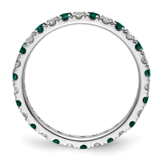 14k White Gold 1/2 carat Lab Grown Diamond VS/SI+ G+ and Lab Created Alexandrite Size 8 Eternity Band