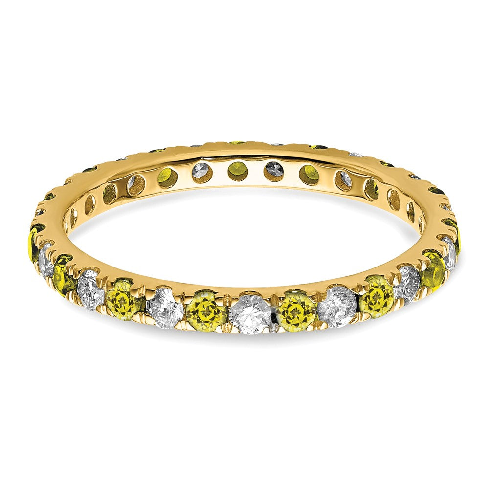 14k 1/2 carat Lab Grown Diamond VS/SI+ G+ and Lab Created Yellow Sapphire Size 7 Eternity Band