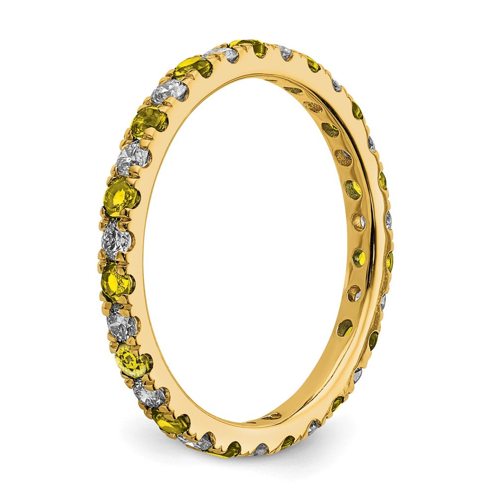 14k 1/2 carat Lab Grown Diamond VS/SI+ G+ and Lab Created Yellow Sapphire Size 7 Eternity Band