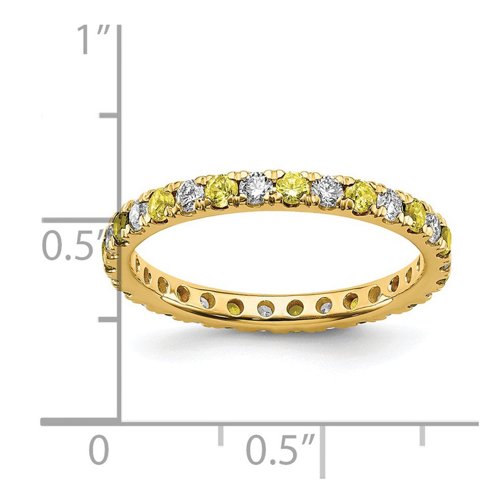 14k 1/2 carat Lab Grown Diamond VS/SI+ G+ and Lab Created Yellow Sapphire Size 7 Eternity Band