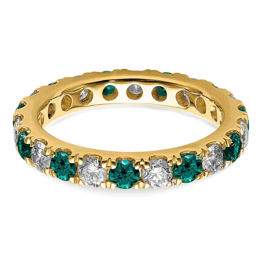 14k 1 1/5 carat Lab Grown Diamond VS/SI+ G+ and Lab Created Alexandrite Size 8 Eternity Band