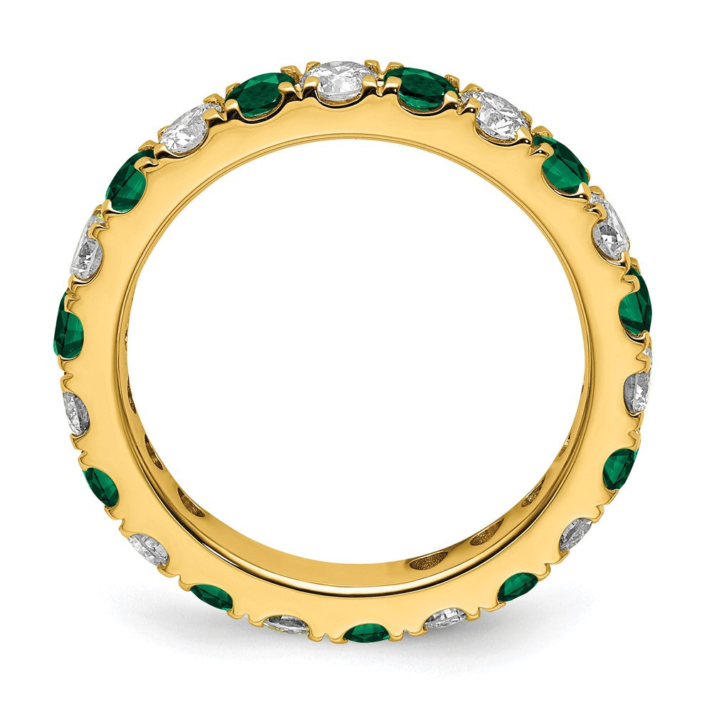 14k 1 1/5 carat Lab Grown Diamond VS/SI+ G+ and Lab Created Emerald Size 7 Eternity Band