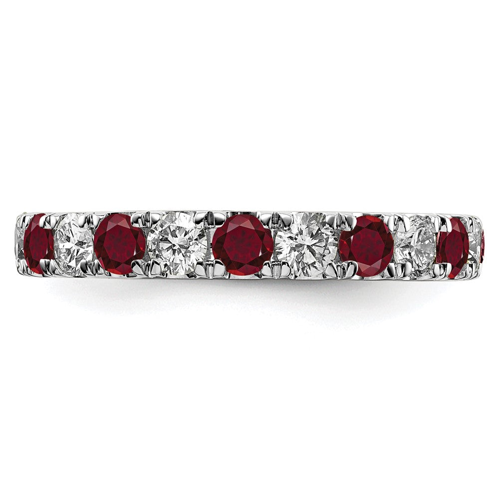 14k White Gold 1 carat Lab Grown Diamond VS/SI+ G+ and Lab Created Ruby Size 4.5 Eternity Band