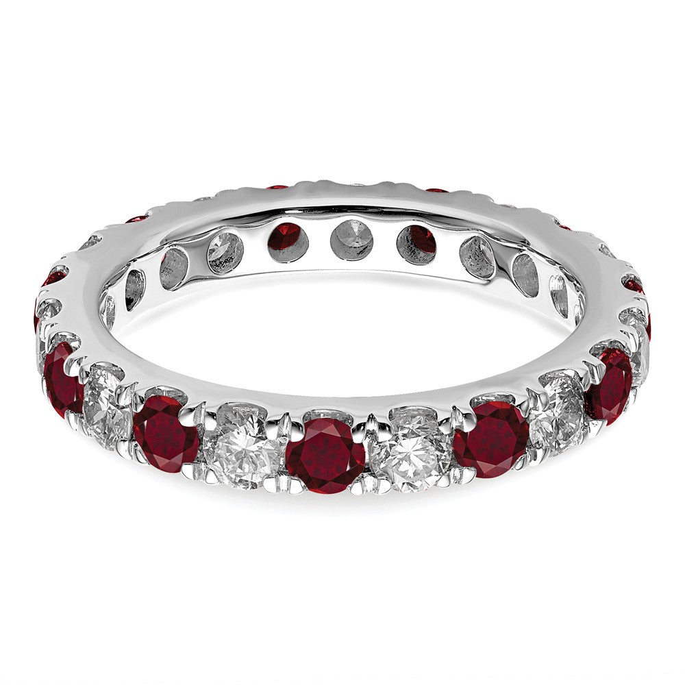 14k White Gold 1 carat Lab Grown Diamond VS/SI+ G+ and Lab Created Ruby Size 4.5 Eternity Band