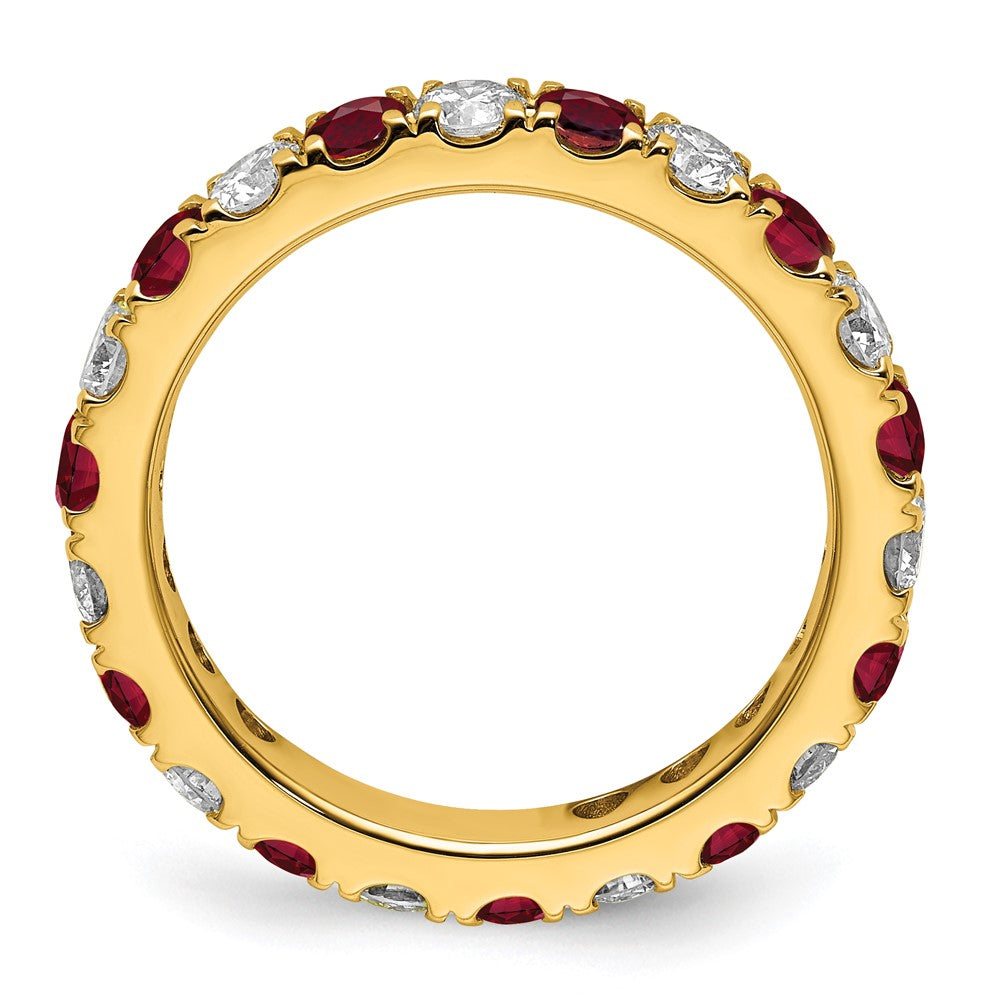 14k 1 1/5 carat Lab Grown Diamond VS/SI+ G+ and Lab Created Ruby Size 8 Eternity Band