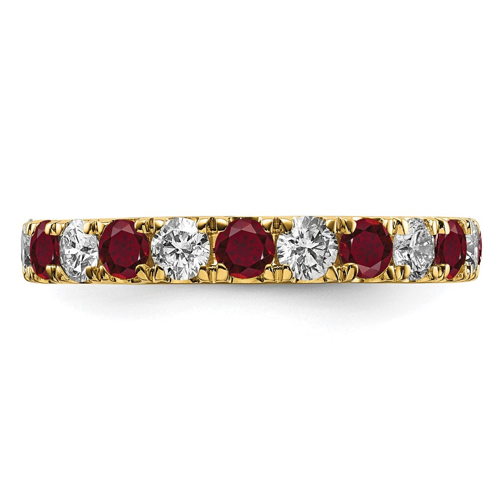 14k 1 1/5 carat Lab Grown Diamond VS/SI+ G+ and Lab Created Ruby Size 8 Eternity Band