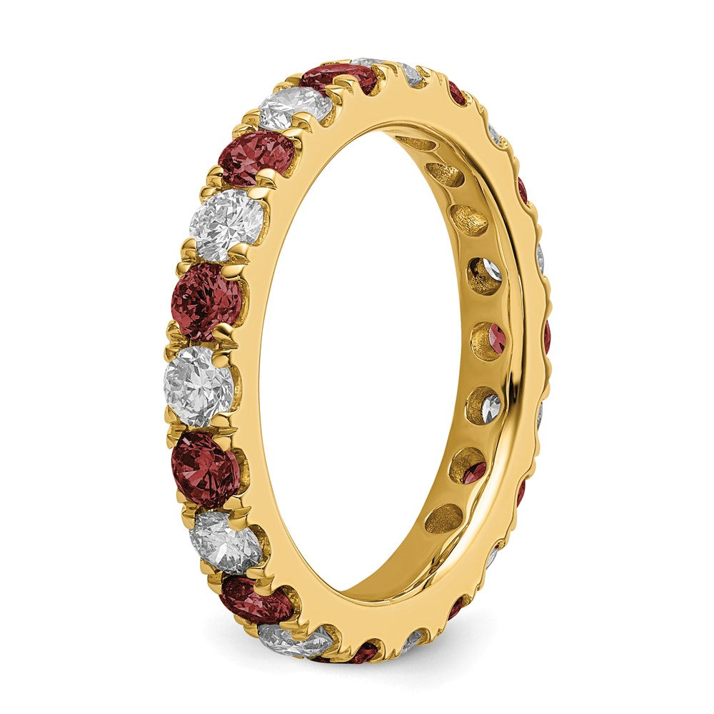 14k 1 1/5 carat Lab Grown Diamond VS/SI+ G+ and Lab Created Ruby Size 8 Eternity Band