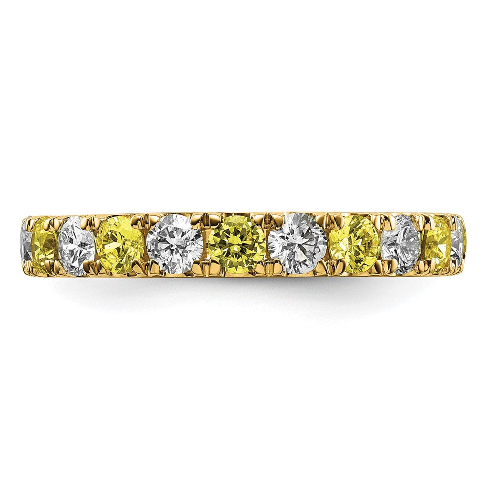 14k 1 1/5 carat Lab Grown Diamond VS/SI+ G+ and Lab Created Yellow Sapphire Size 8 Eternity Band