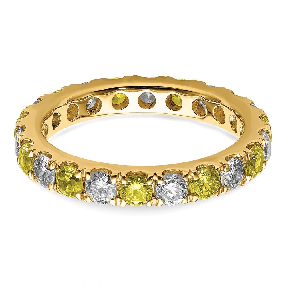 14k 1 1/5 carat Lab Grown Diamond VS/SI+ G+ and Lab Created Yellow Sapphire Size 8 Eternity Band