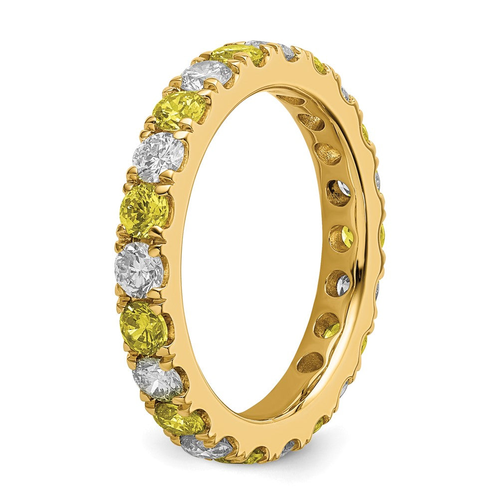 14k 1 1/5 carat Lab Grown Diamond VS/SI+ G+ and Lab Created Yellow Sapphire Size 8 Eternity Band