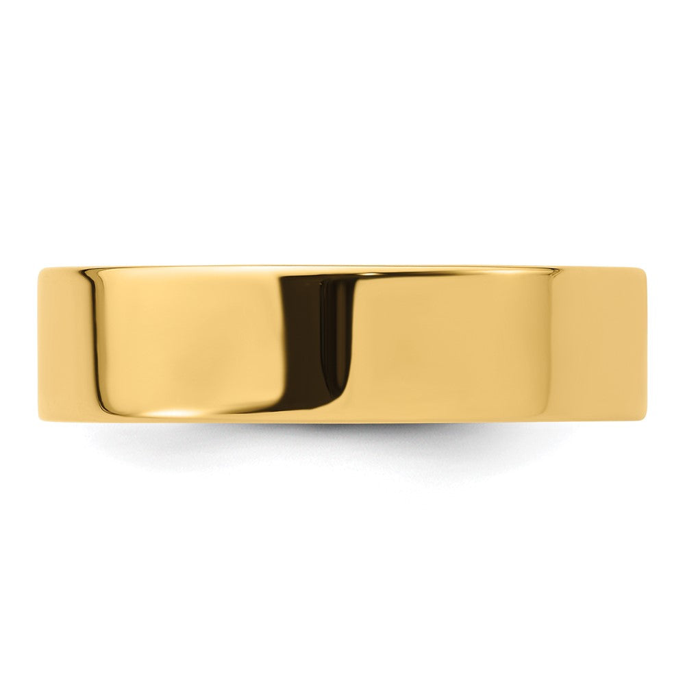 14k Yellow Gold 6mm Standard Weight Flat Comfort Fit Wedding Band Size 6