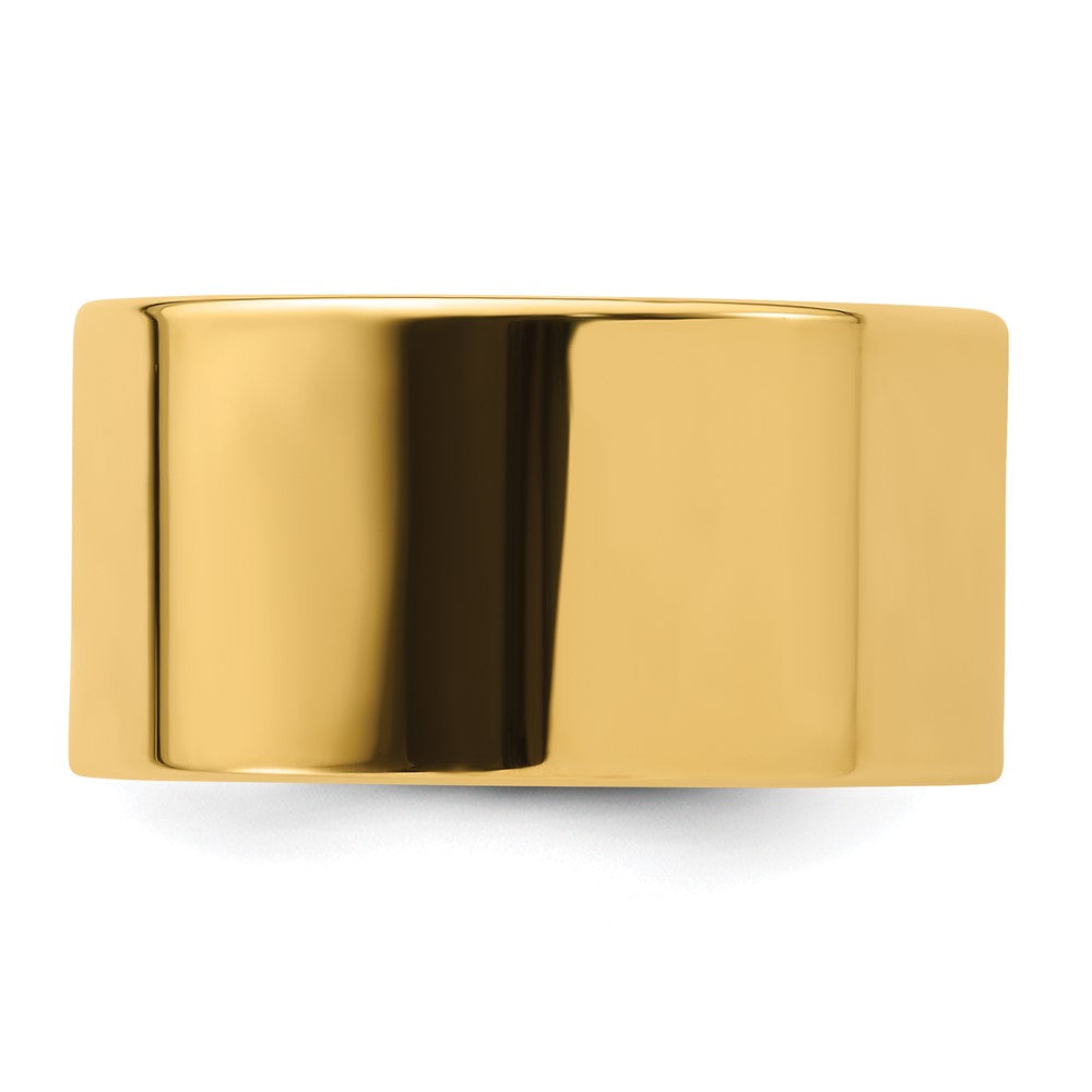 14k Yellow Gold 12mm Standard Weight Flat Comfort Fit Wedding Band Size 11.5