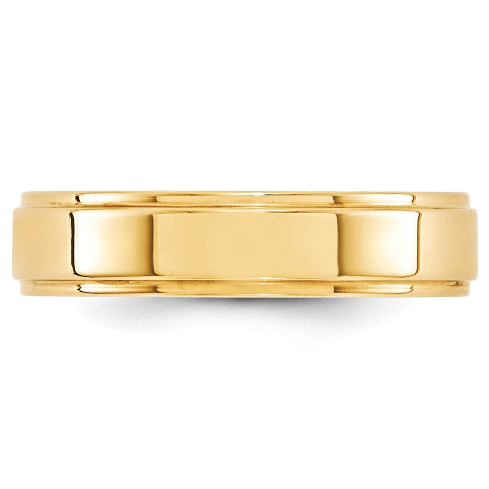 14k Yellow Gold 5mm Flat with Step Edge Wedding Band Size 8.5