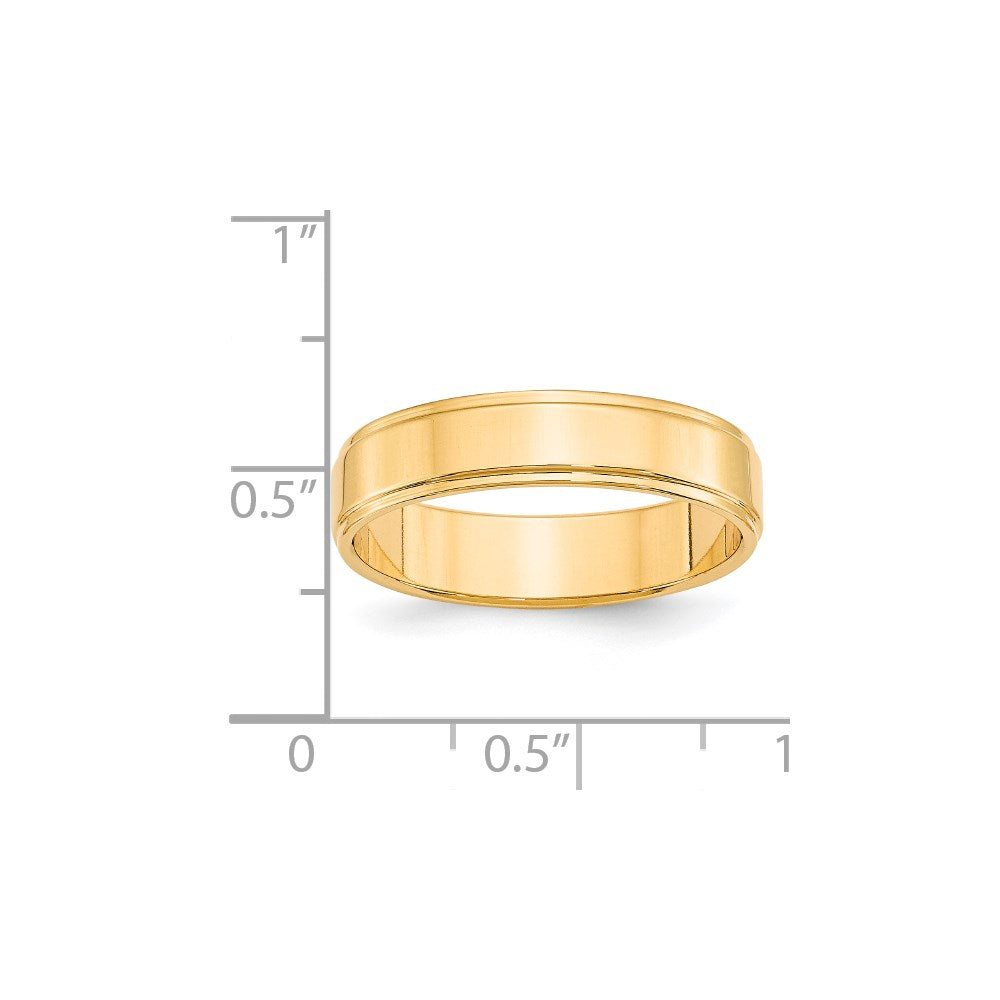 14k Yellow Gold 5mm Flat with Step Edge Wedding Band Size 8.5