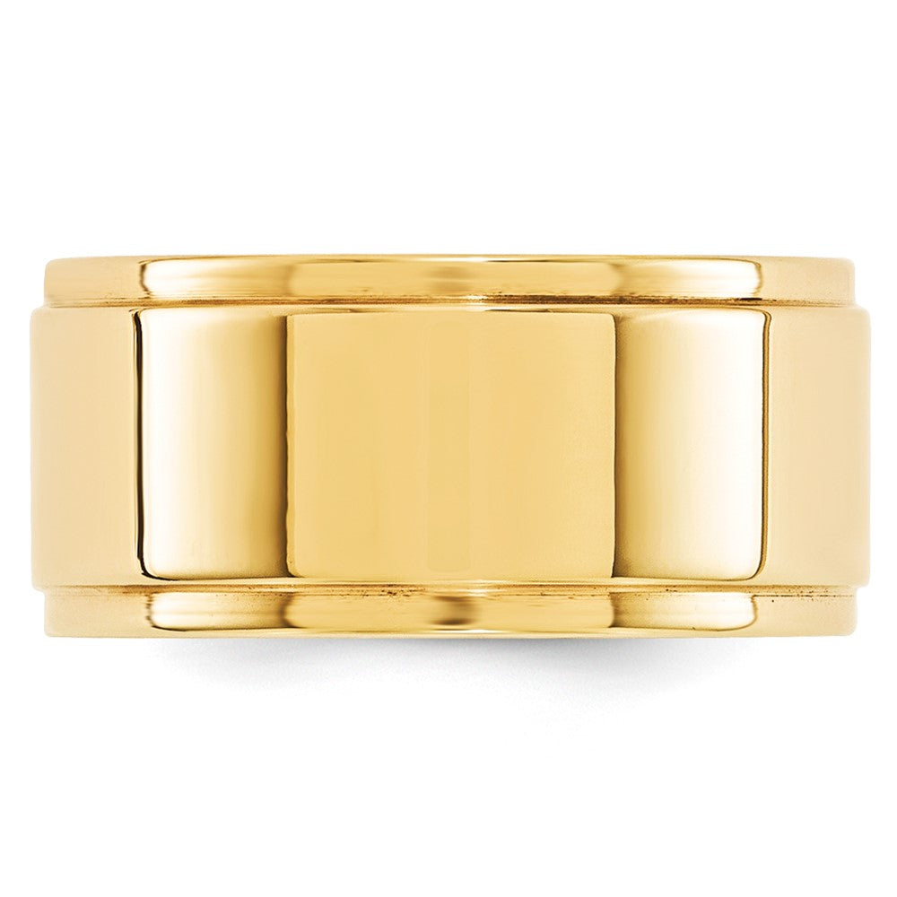 14k Yellow Gold 10mm Flat with Step Edge Wedding Band Size 10