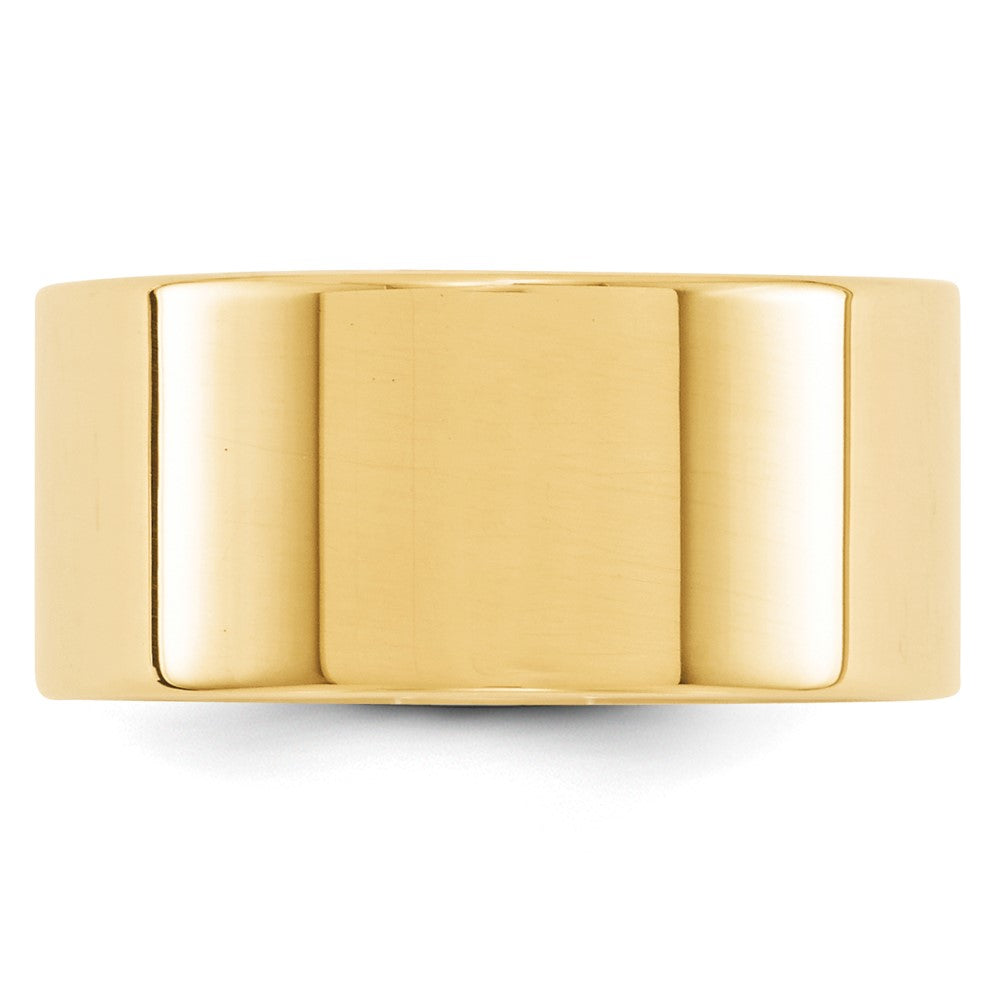 14k Yellow Gold 10mm Lightweight Flat Wedding Band Size 9.5