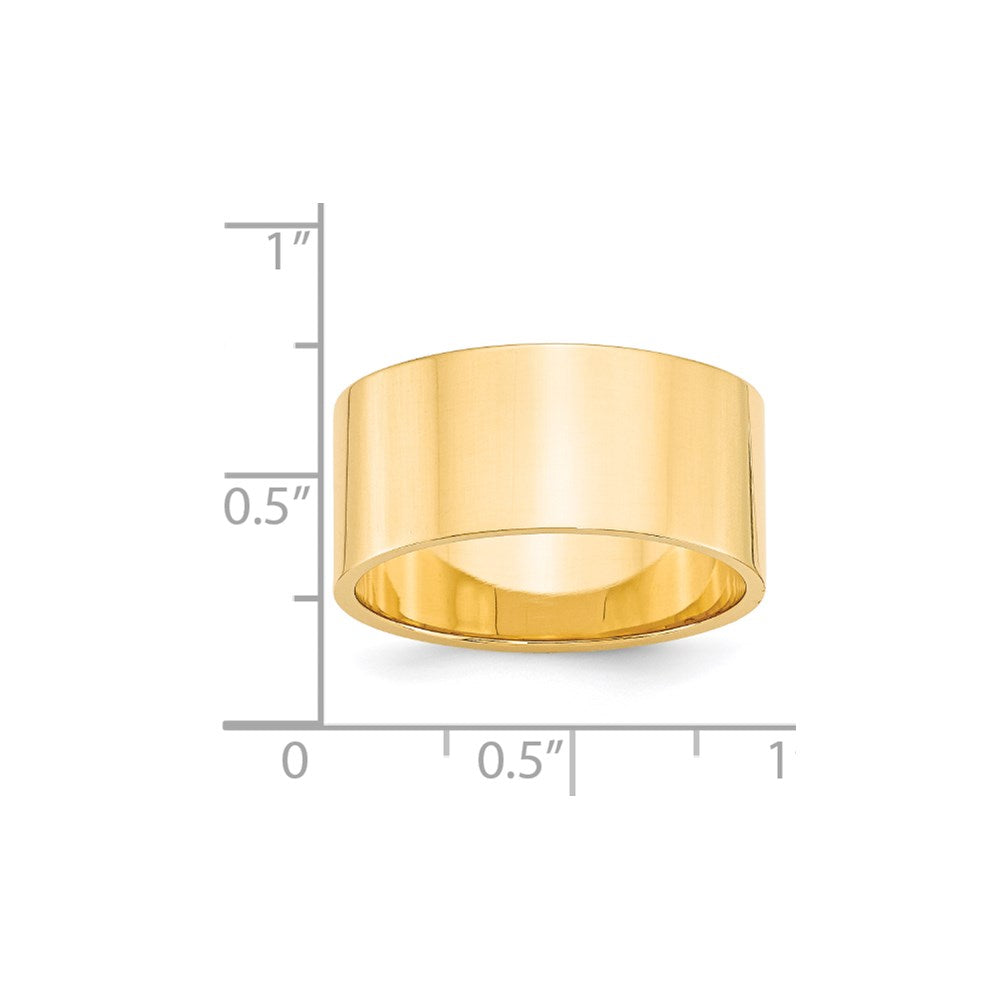 14k Yellow Gold 10mm Lightweight Flat Wedding Band Size 9.5