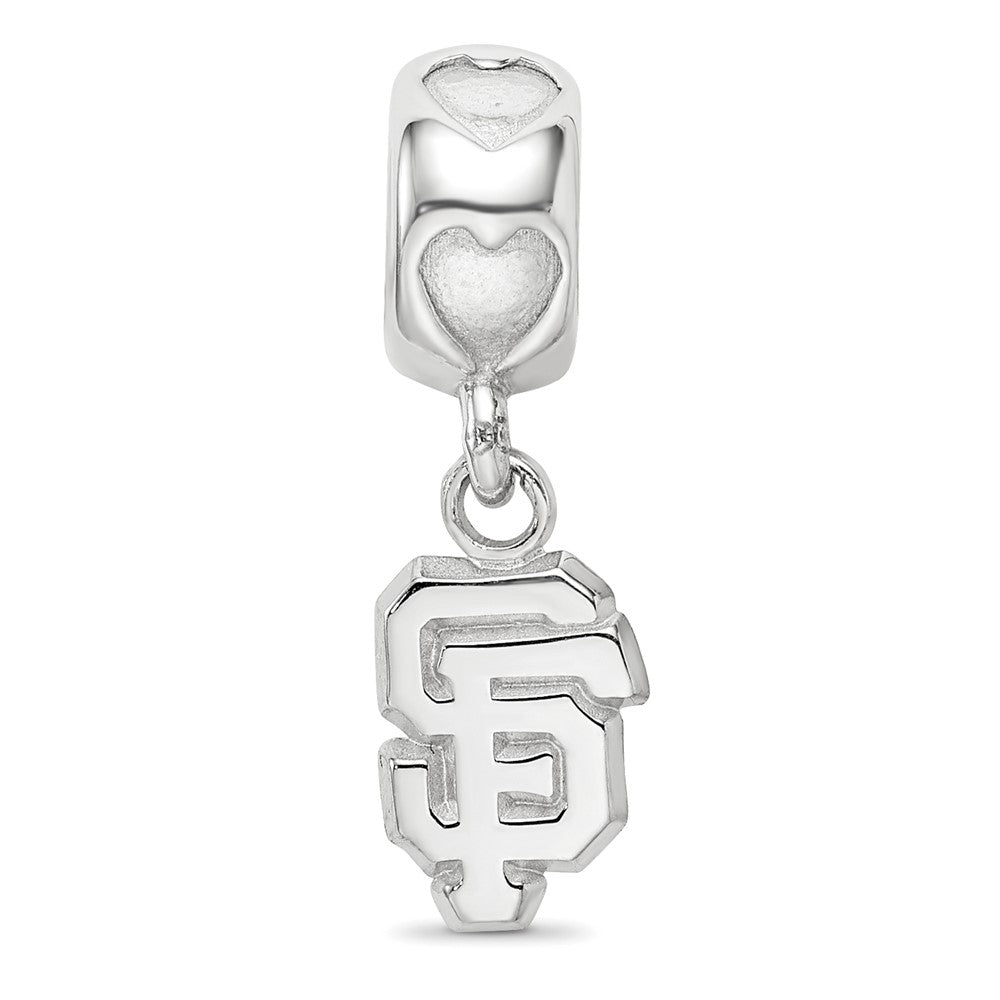 Sterling Silver RH-plate LogoArt San Francisco Giants SF on Heart Bead